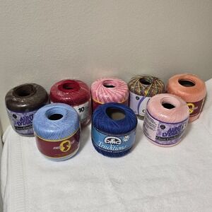 Aunt‎ Lydia's Crochet Thread Size 10 Multi Colors 100% cotton Mixed Lot of (8)